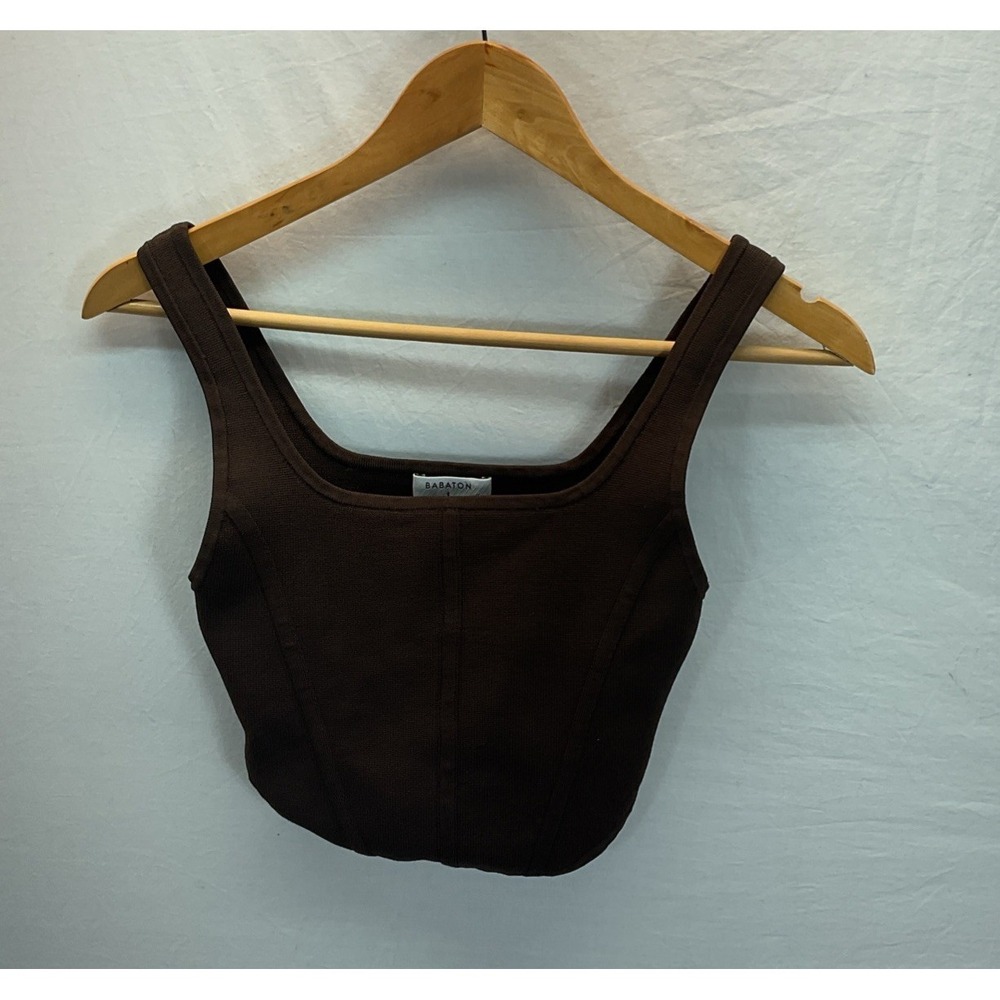 Aritzia Babaton Sculpt Knit Tank Size S Brown Lined  Ribbed square neck Capsule